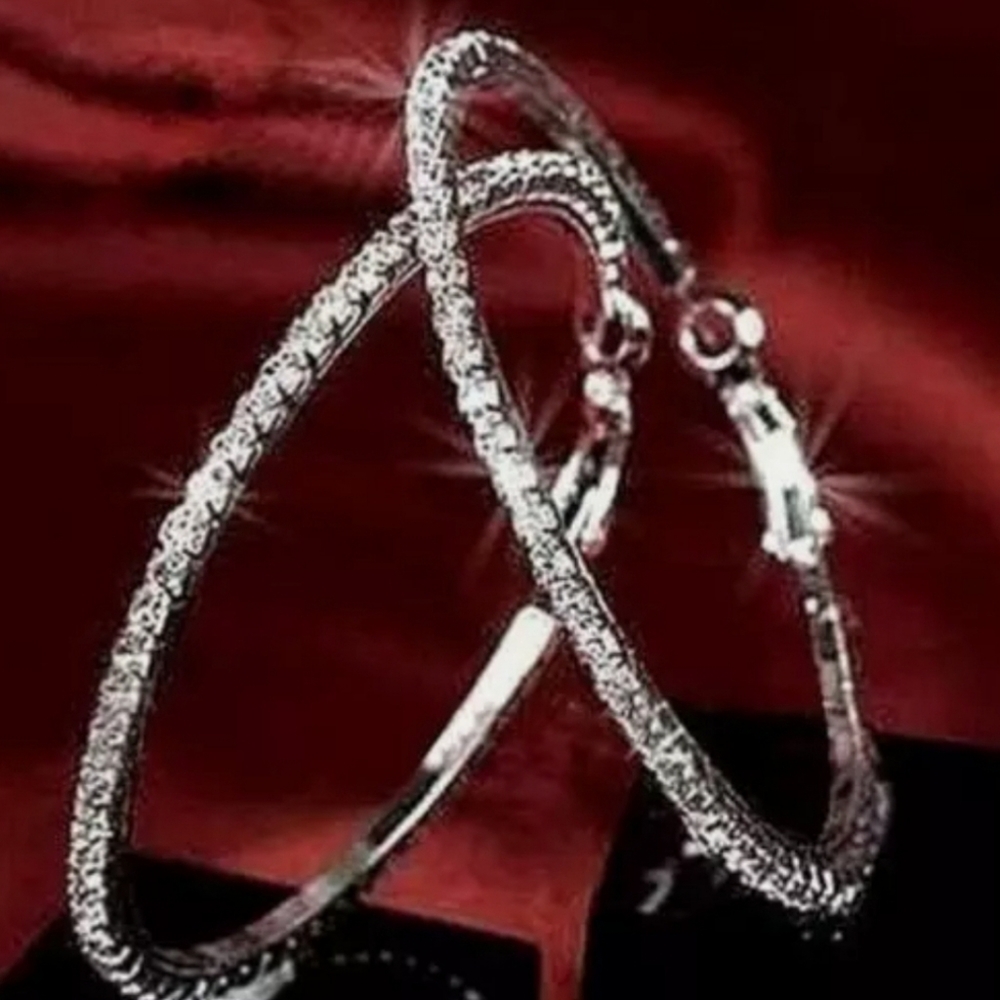 Georgeous Simulated White Sapphire Hoop Earrings